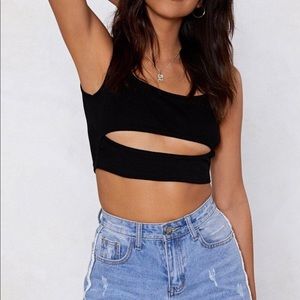 black cut-out crop top